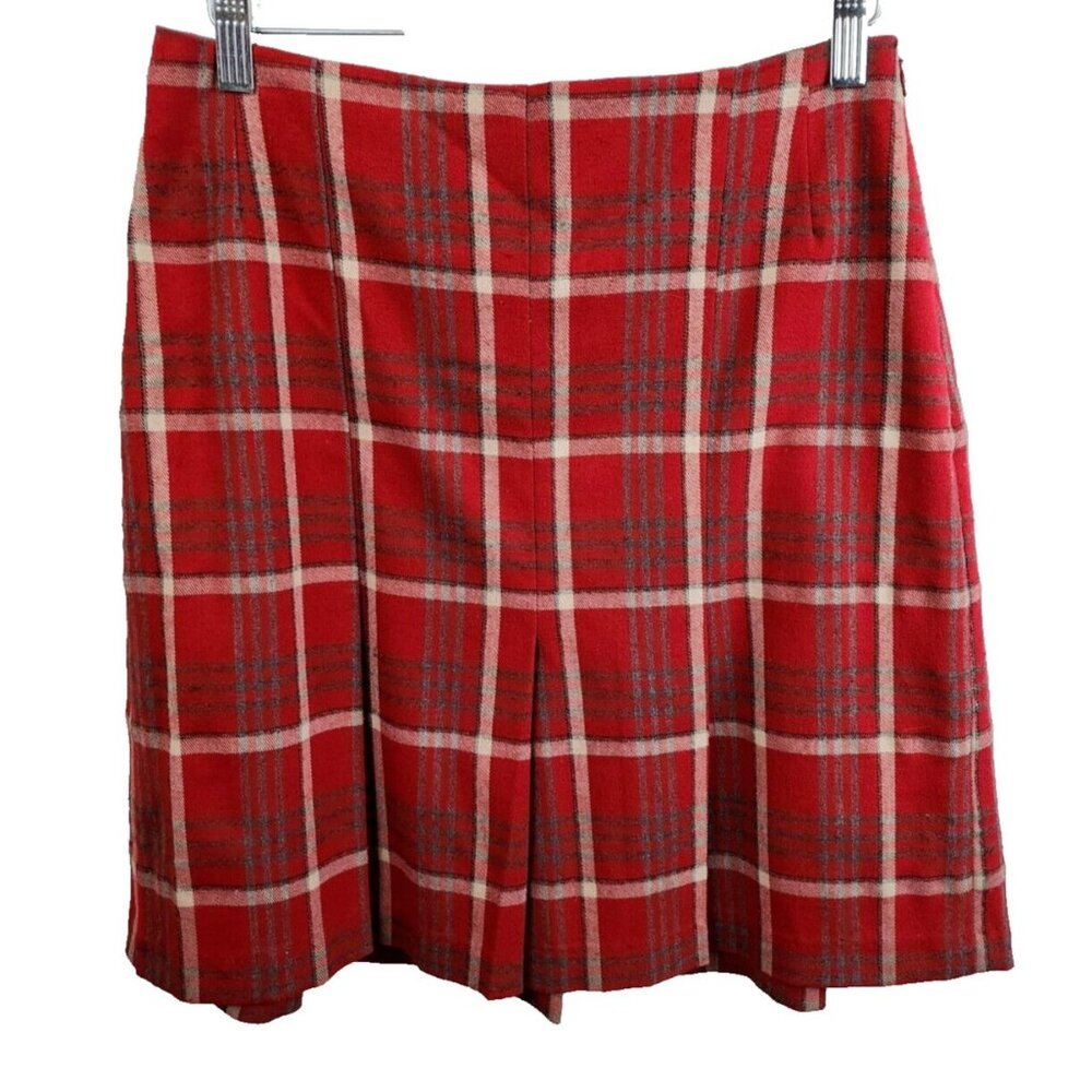 CAbi Womens Pleated Mini Skirt 4 Red Plaid Side‎ Zip Academia School Girl 848